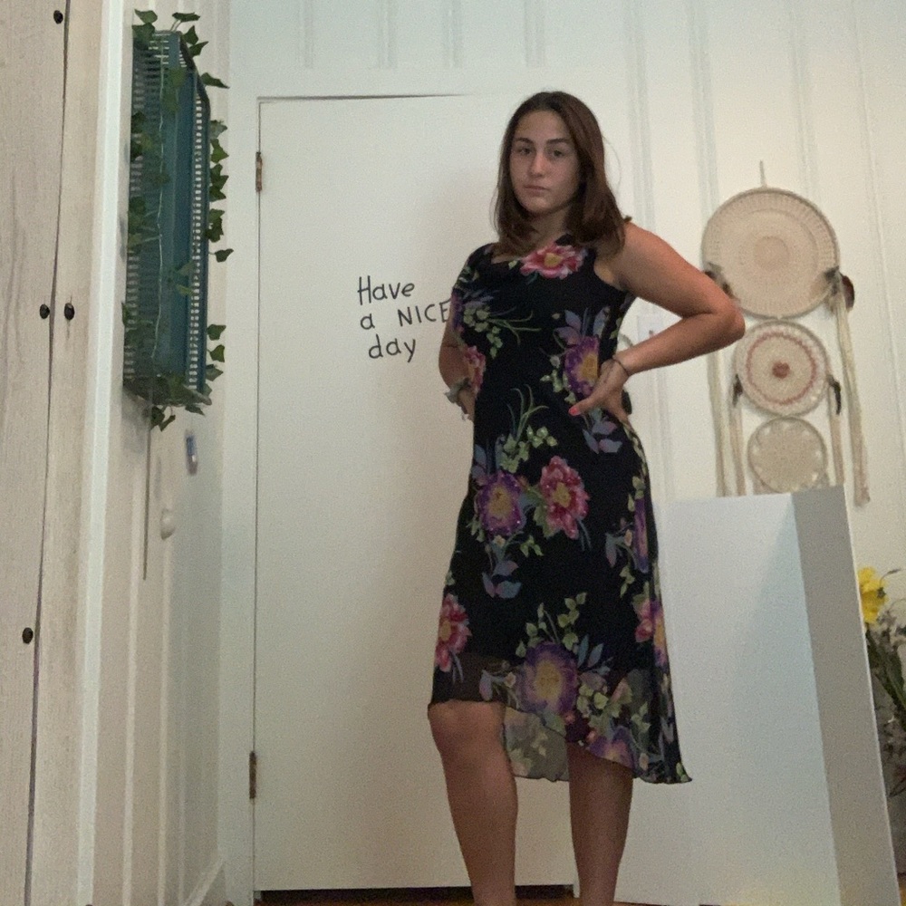 Vintage floral dress beaded